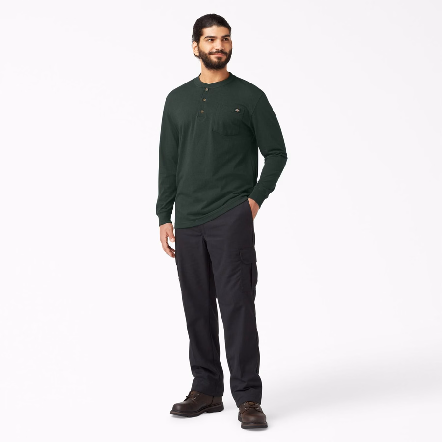 Βαθύ μπλουζάκι Henley με μακριά μανίκια