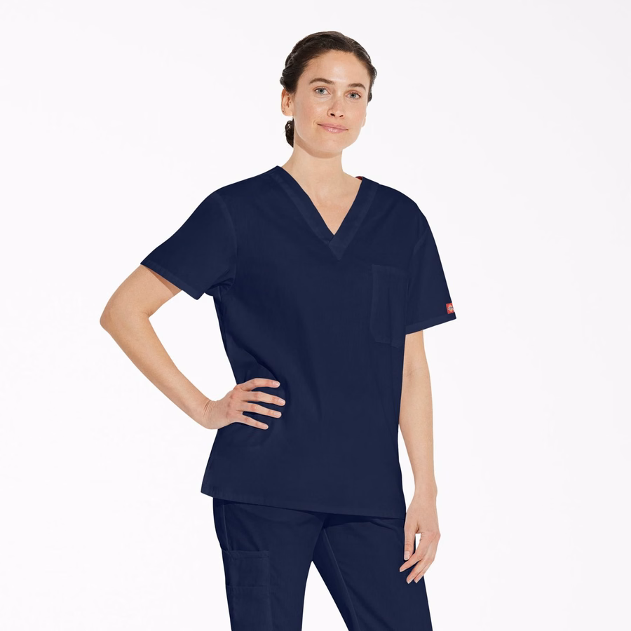 Unisex Μπλούζα Scrub με V-Neck και EDS Signature