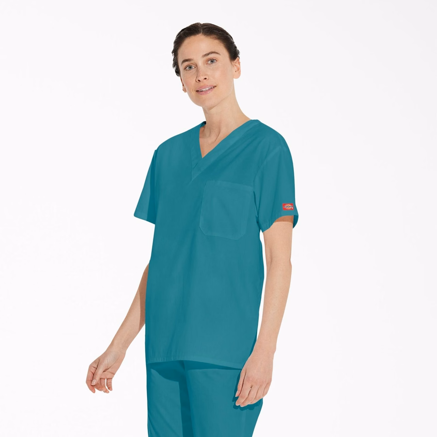 Unisex Μπλούζα Scrub με V-Neck και EDS Signature