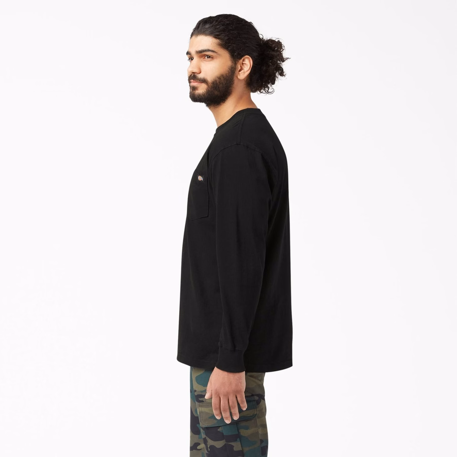 Βαθύ T-shirt με μακριά μανίκια και τσέπη