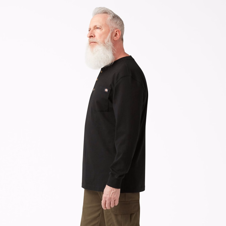 Βαθύ μπλουζάκι Henley με μακριά μανίκια
