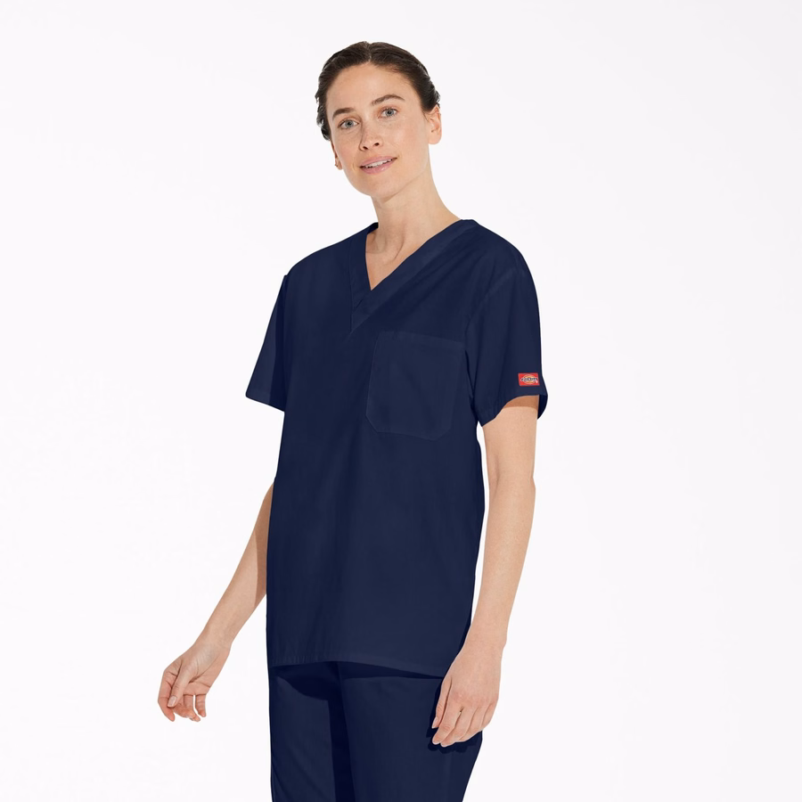 Unisex Μπλούζα Scrub με V-Neck και EDS Signature