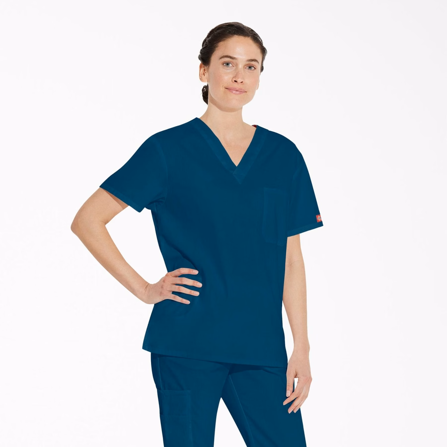 Unisex Μπλούζα Scrub με V-Neck και EDS Signature